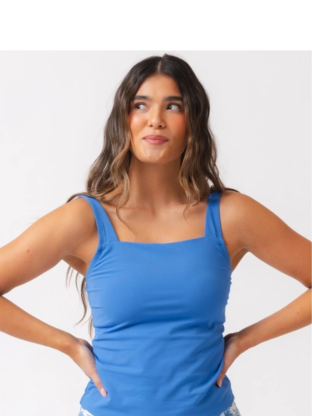 Lime Ricki Bright Blue Square-Neck Swim Tank Medium - Women Tankini